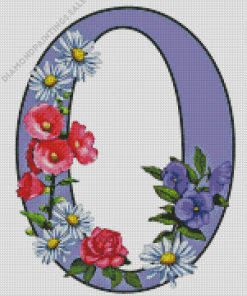 Purple Letter O With Flowers Art Diamond Paintings