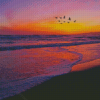 Purple Sunset Over Beach Diamond Paintings