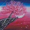 Purple Tree Blossom Moonlight Diamond Paintings