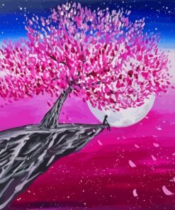 Purple Tree Blossom Moonlight Diamond Painting