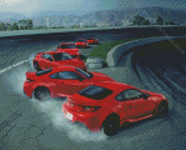 Red Toyota Gr 86 Cars Diamond Paintings