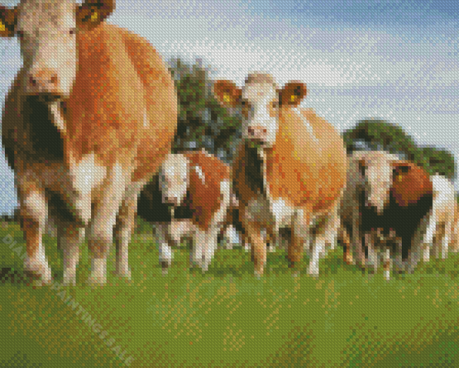 Simmental Cattle Flock Diamond Paintings