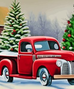 Snow Christmas Ford Truck Diamond Painting