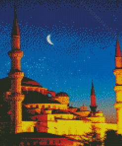Starry Night Mosque Diamond Paintings