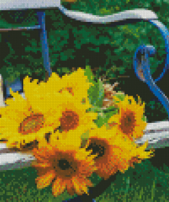 Sunflowers On A Garden Chair Diamond Paintings