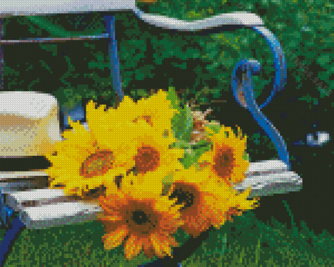 Sunflowers On A Garden Chair Diamond Paintings