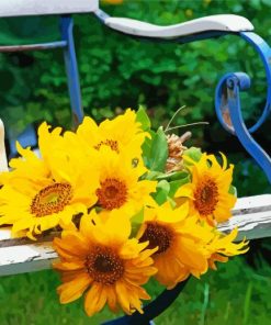 Sunflowers On A Garden Chair Diamond Painting