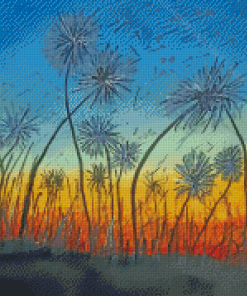 Sunset Dandelions Meadow Diamond Paintings