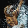 Tiger Playing In Water Diamond Painting