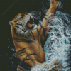 Tiger Playing In Water Diamond Paintings