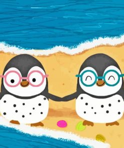 Two Baby Penguins On The Beach Diamond Painting