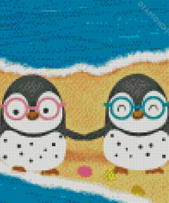 Two Baby Penguins On The Beach Diamond Paintings