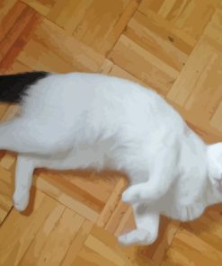 White Cat With Black Tail Diamond Painting