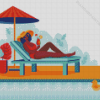 Woman Relaxing On A Chaise Longue Illustration Diamond Paintings
