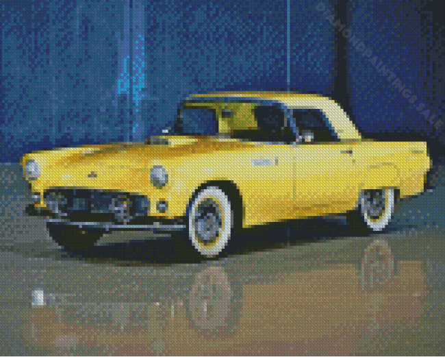 Yellow Ford Thunderbird Car Diamond Paintings