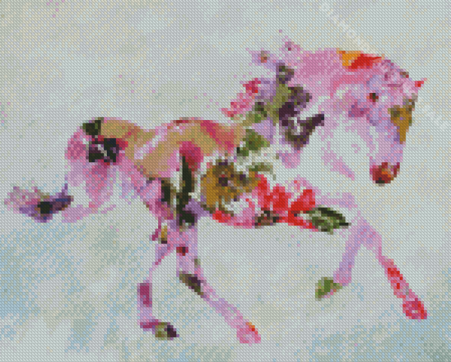 Abstract Pink Horse Diamond Paintings