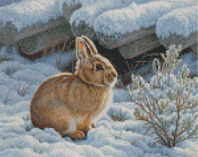 Aesthetic Rabbit In Snow Diamond Paintings