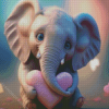 Baby Elephant And Heart Diamond Paintings