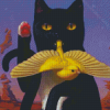 Black Cat And Bird Diamond Paintings