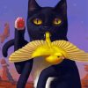 Black Cat And Bird Diamond Painting