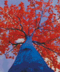 Blue And Red Tree Diamond Paintings