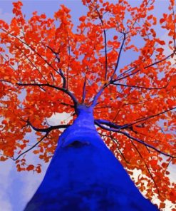 Blue And Red Tree Diamond Painting