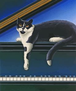 Cat On Piano Diamond Painting