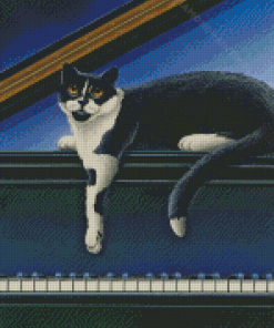 Cat On Piano Diamond Paintings