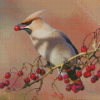 Cedar Waxwing Eating Diamond Paintings