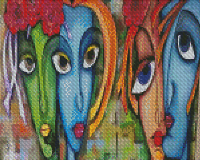 Colorful Abstract Faces Diamond Paintings