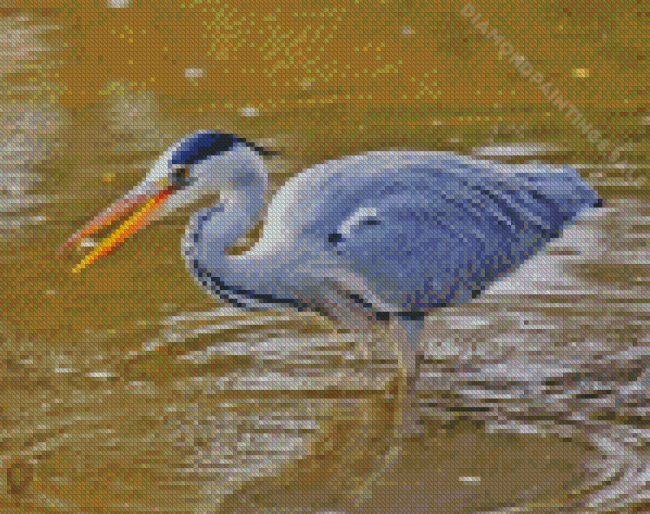 Cool Grey Herron Diamond Paintings