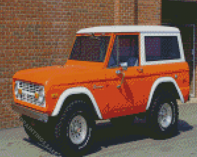 Ford Bronco Orange Car Diamond Paintings