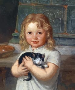 Girl And Cat Diamond Painting