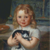 Girl And Cat Diamond Paintings