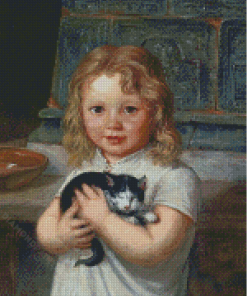 Girl And Cat Diamond Paintings
