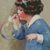 Girl Blowing Bubbles Diamond Painting