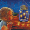 Girl Watching Fireflies Diamond Paintings