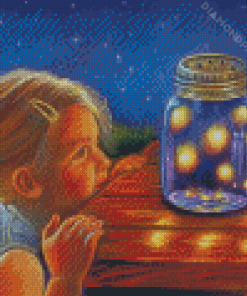 Girl Watching Fireflies Diamond Paintings