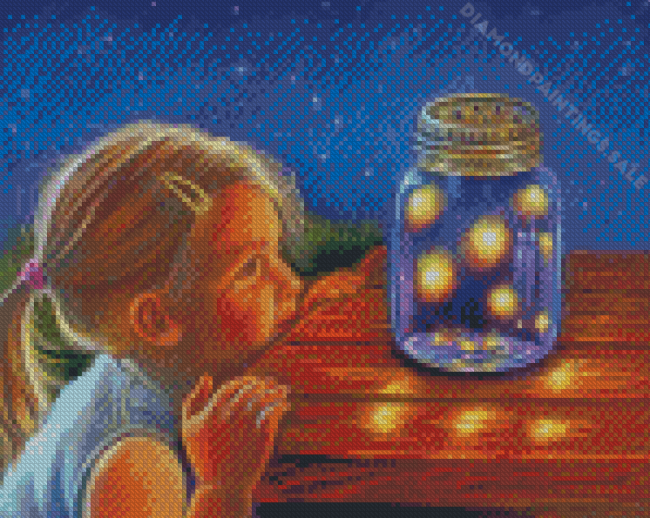 Girl Watching Fireflies Diamond Paintings