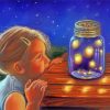 Girl Watching Fireflies Diamond Painting