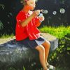 Little Girl Blowing Bubbles Diamond Painting