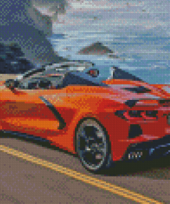 Orange C8 Convertible Corvette Diamond Paintings