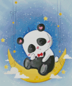 Panda On Moon Diamond Paintings