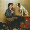 Retro Boy With Dog Diamond Paintings