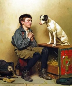 Retro Boy With Dog Diamond Painting