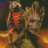 Rocket And Groot Diamond Paintings