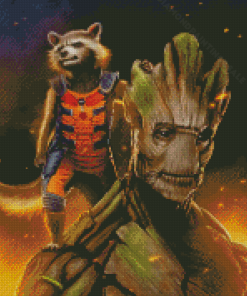 Rocket And Groot Diamond Paintings