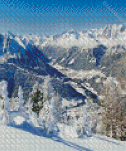 Snowy Stubai Valley Landscape Diamond Paintings