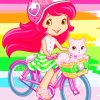 Strawberry Shortcake On Bike Diamond Painting