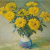 Yellow Chrysanthemum In Vase Diamond Paintings